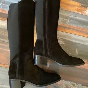 Aquatalia tall suede block hill boots US 7